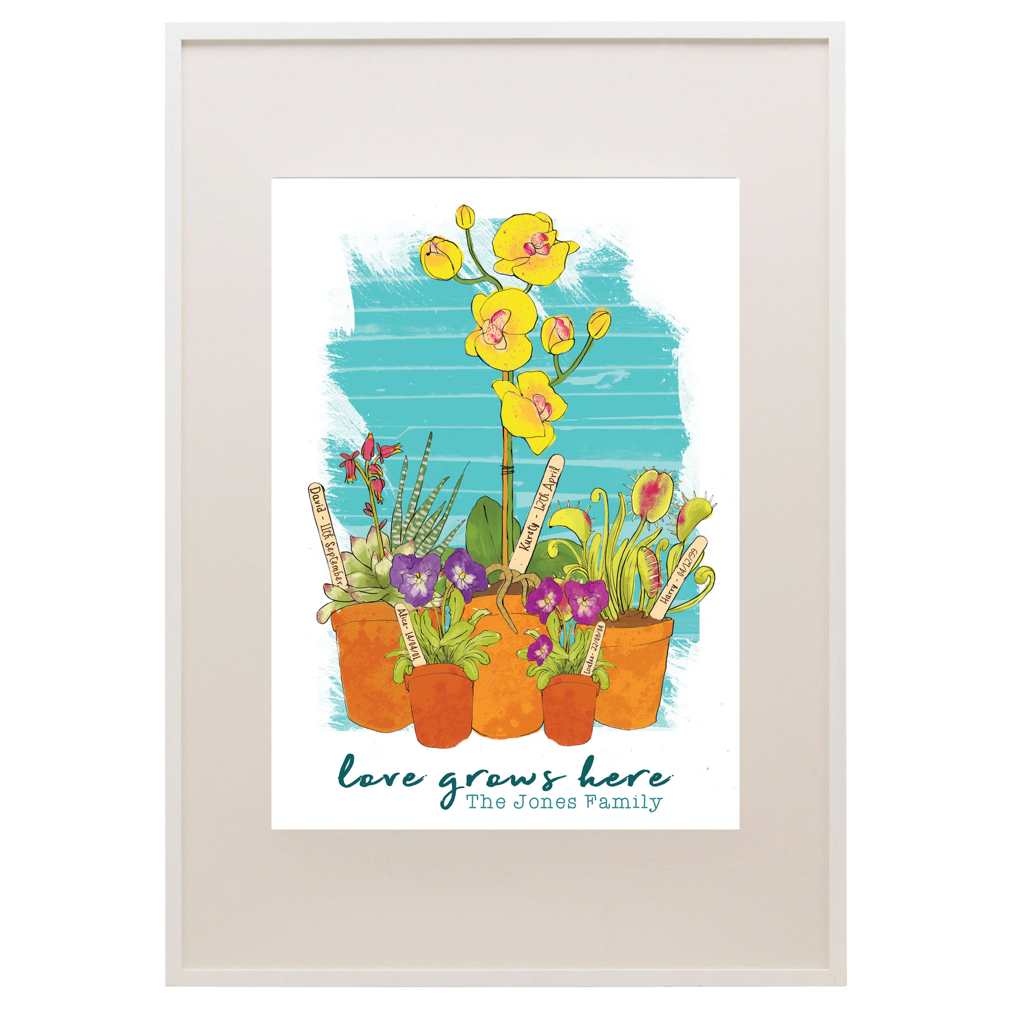 Framed Family Print - Love Grows Here by Holly Truhol